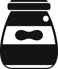 Black and white silhouette of peanut butter jar with blank label, perfect for representing food, snacks, and more