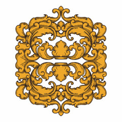 Isolated ornamental design. Ornamental elements for your designs. Floral carving decoration for postcards, invitations, social media or wedding.