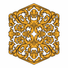 Isolated ornamental design. Ornamental elements for your designs. Floral carving decoration for postcards, invitations, social media or wedding.