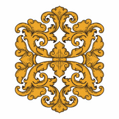 Isolated ornamental design. Ornamental elements for your designs. Floral carving decoration for postcards, invitations, social media or wedding.