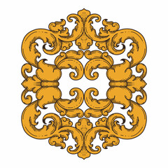 Isolated ornamental design. Ornamental elements for your designs. Floral carving decoration for postcards, invitations, social media or wedding.