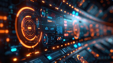 Detailed Analytics Dashboard on High-Tech Digital Background - Brand Awareness