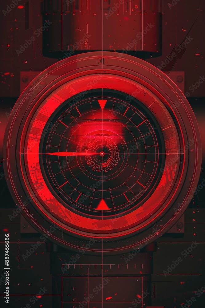 Aufkleber A close-up shot of a clock with a bright red light in the center, perfect for illustrating time-related concepts or adding a pop of color to designs
