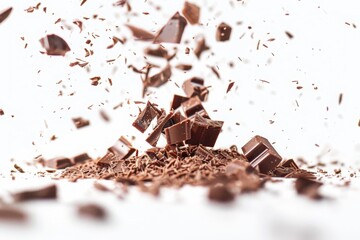 Fototapeta premium Exploding Chocolate Chunks and Shavings