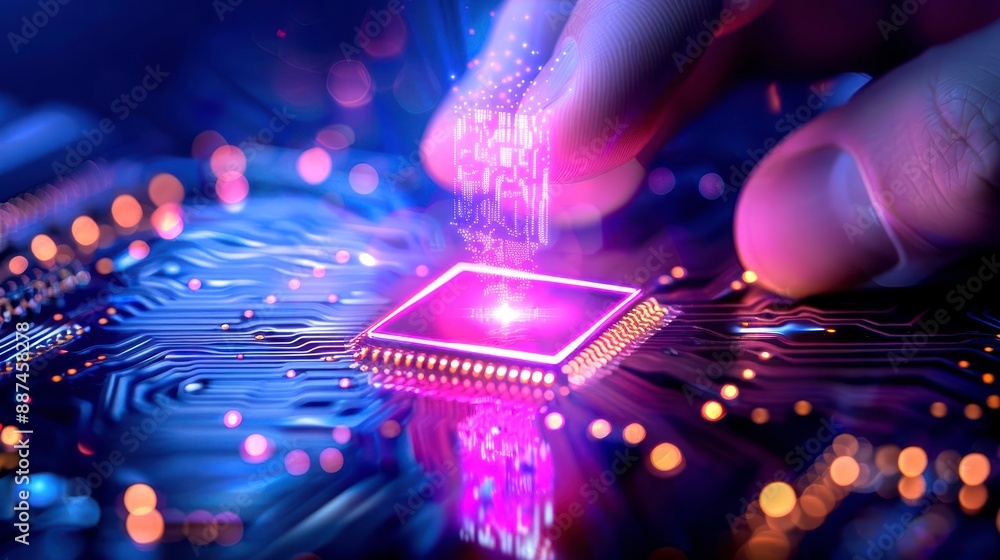 Poster closeup of a developers hands assembling a circuit board, soft ambient light, highresolution, high q