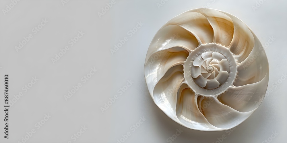Poster isolated white nautilus shell interior with clipping path for design projects. concept nautilus shel