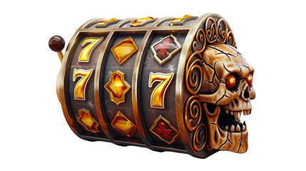 halloween themed 3d casino slots reel, transparent background