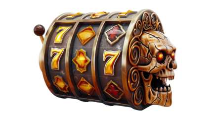 halloween themed 3d casino slots reel, transparent background