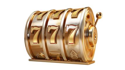 gold 3d casino slots reel, transparent background