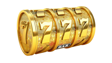 gold 3d casino slots reel, transparent background