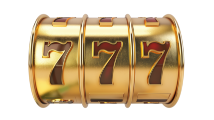 gold 3d casino slots reel, transparent background
