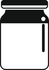 Simple black and white icon of a closed empty glass jar for preserving food