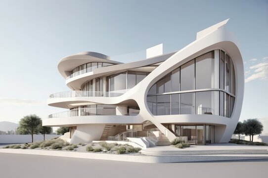 Modern futuristic home with curved and unique architecture design