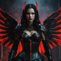 Portrait of a devil woman in sexy look