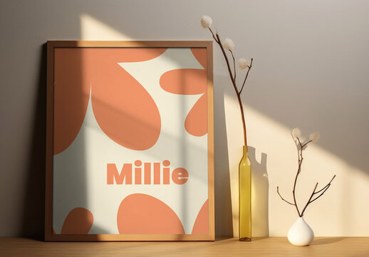 Leaning Photo Frame Mockup With Generative AI