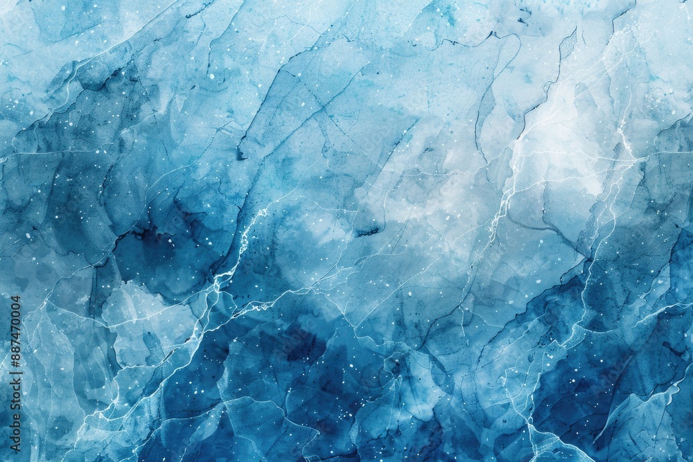 Poster A close-up view of a blue and white marble surface with intricate patterns