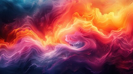 Dynamic interplay of fiery and cool hues in abstract art