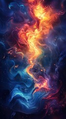 Fototapeta premium Fiery and cool cosmic swirl forming an abstract blend