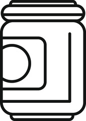 Line drawing of an aluminum can packaging showing round label design