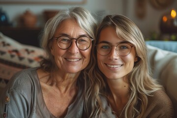 Grandmother and granddaughter taking a photo together