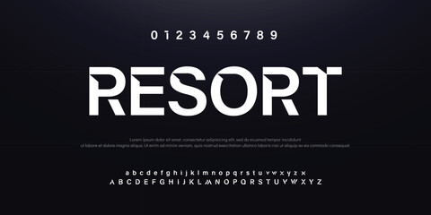 Design Modern abstract digital alphabet font. Minimal technology typography, Creative urban sport fashion futuristic font and with numbers. vector illustration.