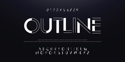 Creative Outline Double line monogram alphabet and tech fonts. Lines font regular uppercase and lowercase. Vector illustration.