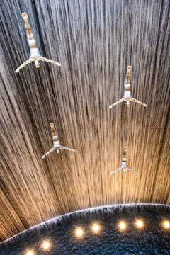 Diving men sculptures at the Dubai Mall, UAE.