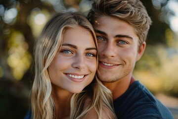 Obraz premium Young couple embracing each other