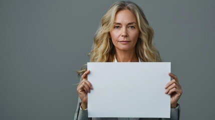 Naklejka premium A woman holding a white paper