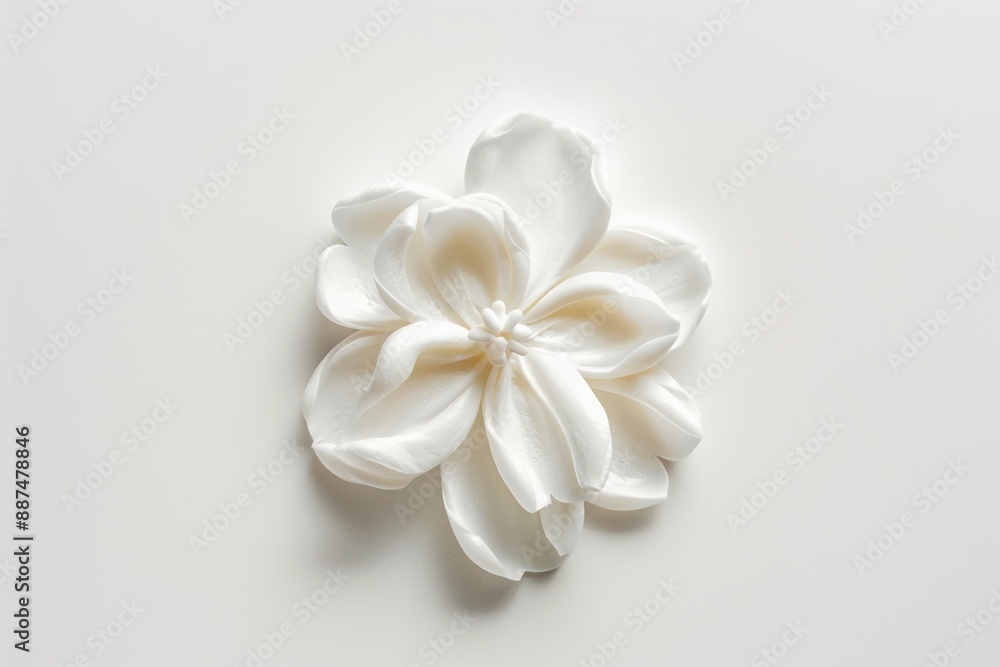 Poster a close-up view of a single flower on a white background