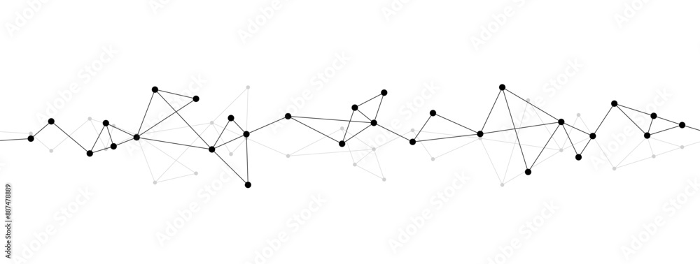 Aufkleber Network polygonal connect lines and dots background template. Technology data transfer server global system graphic vector.