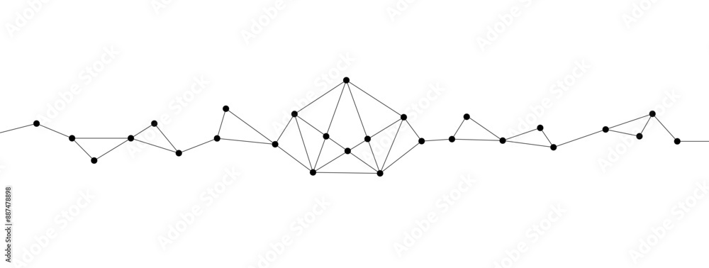 Poster Polygonal network connect lines and dots background template. Technology data transfer server global system graphic vector.