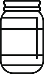 Simple line drawing of a closed empty glass jar with lid for pickled food