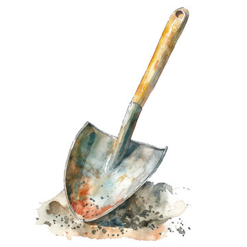 recommend clip art: Shovel watercolor illustration isolated on transparent. png file for art work, posters, posters, cards, holiday decor.
                    