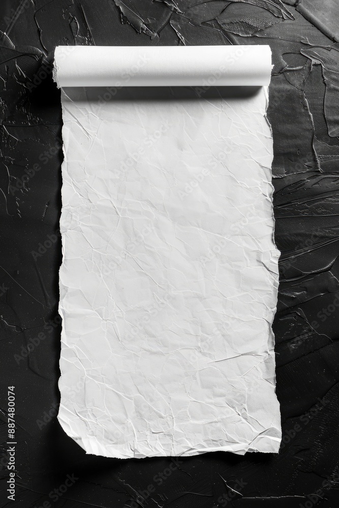 Poster a roll of white paper sits on top of a table, ready for use