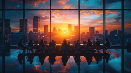 Business people holding meetings in office buildings in the city