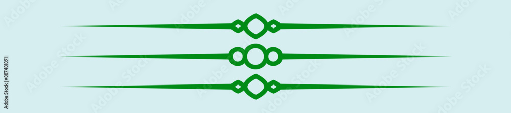 Poster divider line green vector isolated for border of paragraph of text. separator art horizontal shape to separate graphic ornament of illustration. simple element design of minimal frame for certificate 