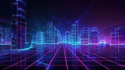 Cyberpunk Cityscape with Neon Lights