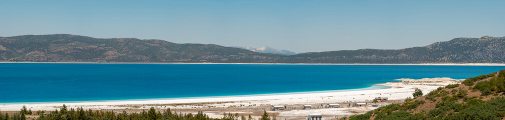 Turquoise colored Salda Lake located in Burdur Turkey. Turkish name Salda Golu