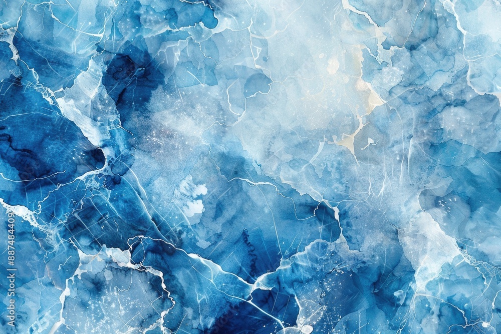 Poster a detailed view of a blue marble's surface with subtle textures and colors