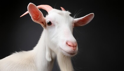 Obraz premium goat close up head on black background 