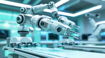 Robot surgery enhancing precision in minimally invasive procedures with minimalist background