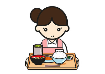 食事を運ぶ介護士