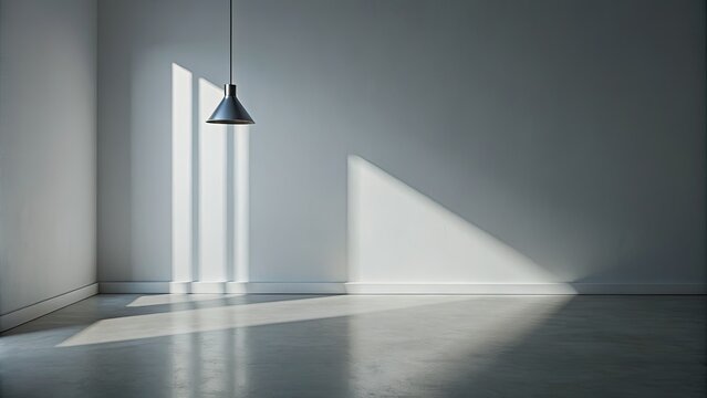 Suelo blanco y pared blanca con ilumincaci&oacute;n de una fuente de luz puntual y sombras, degradado a negro