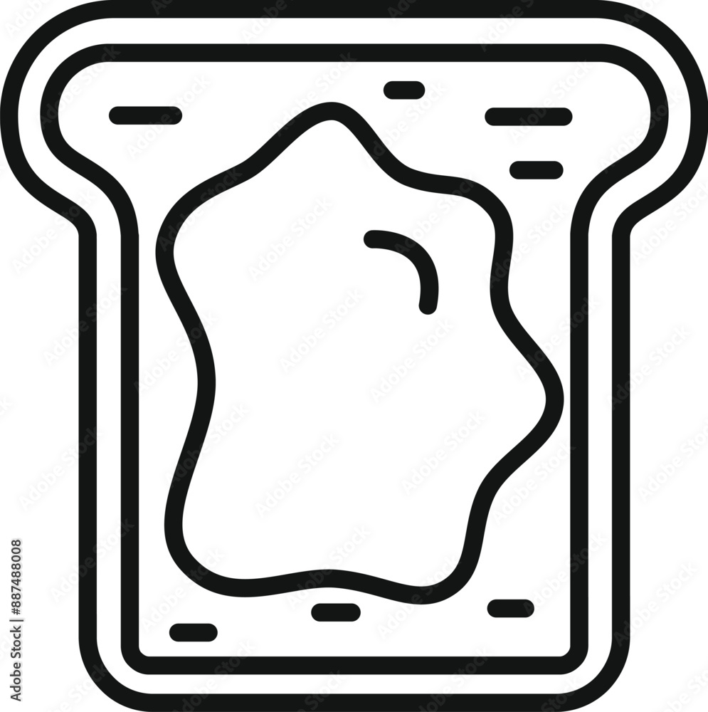 Poster simple line drawing of a slice of toast with jam spread on it