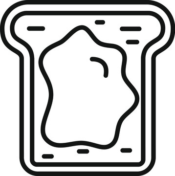 recommend clip art: Simple line drawing of a slice of toast with jam spread on it