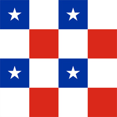 Red, Blue, White Star Symbol Seamless Checkered Pattern