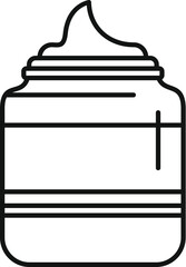 Line art icon of an open jar with cosmetic cream