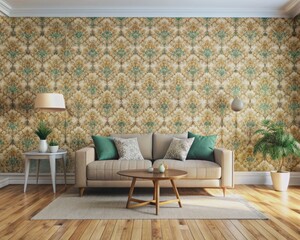 Abstract wallpaper background living room wooden floor