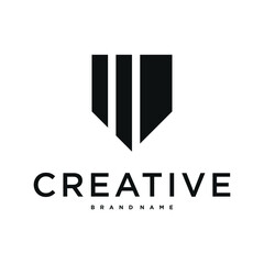 Creative abstract shield logo design. Premium Vector